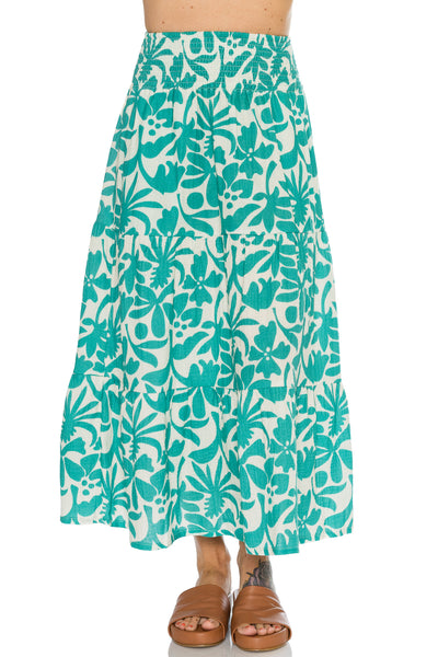 Corinne Double Cloth Maxi Skirt in Spruce Floral