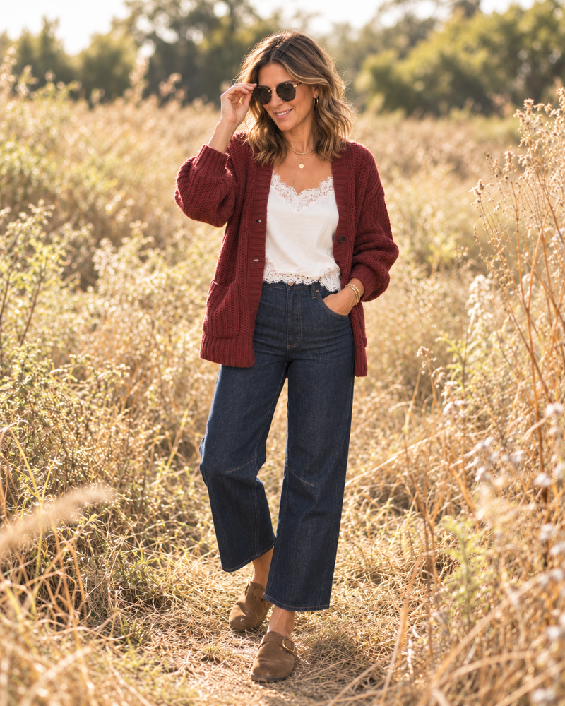 Deep Burgundy & Denim