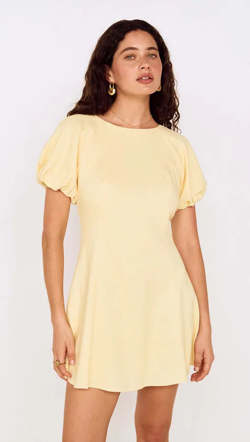 yellow puff sleeve mini dress Grazia Puff Sleeve Mini Dress