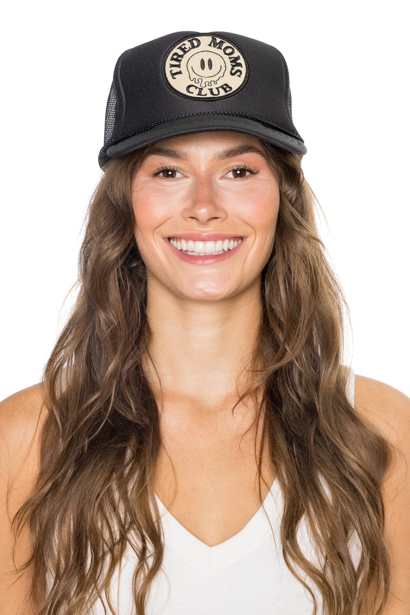 New! Anthropologie Friday Feelin Tired Moms Club Black Trucker Hat NWT Salty Moms main image 3