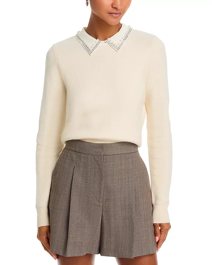 Avea Knit Embellished Collar Sweater