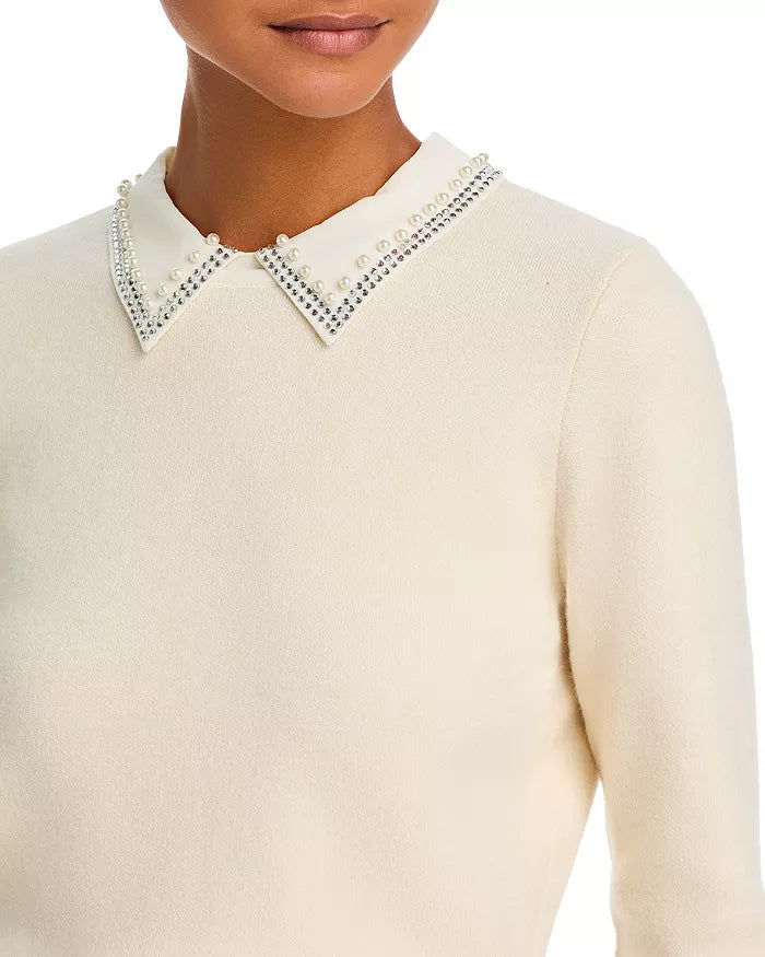 Avea Knit Embellished Collar Sweater