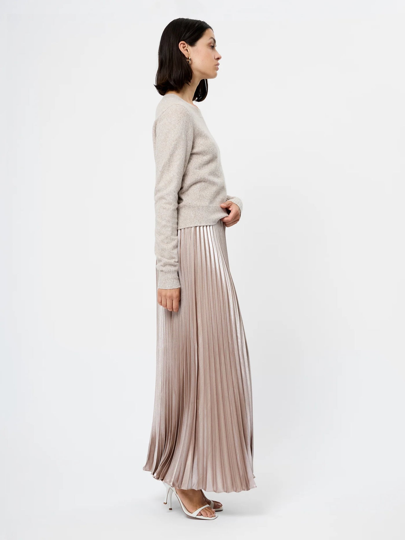 Marielle Metallic Satin Maxi Skirt