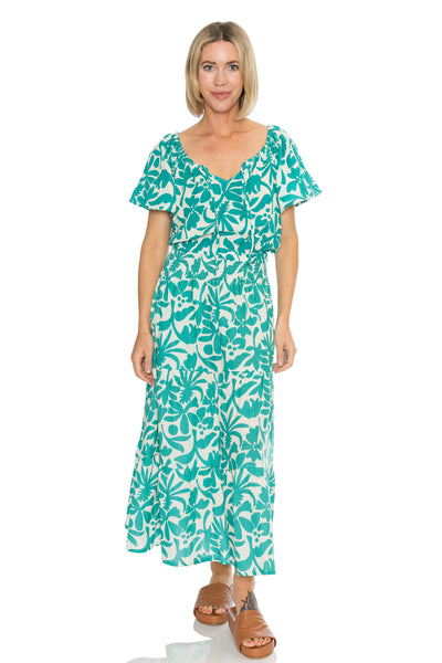 Corinne Double Cloth Maxi Skirt in Spruce Floral