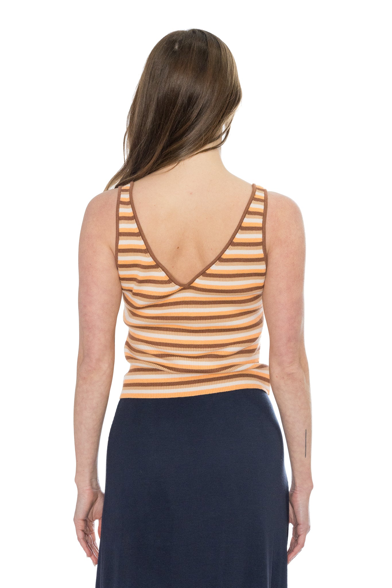 Delia Sweater Tank Tangerine Stripe