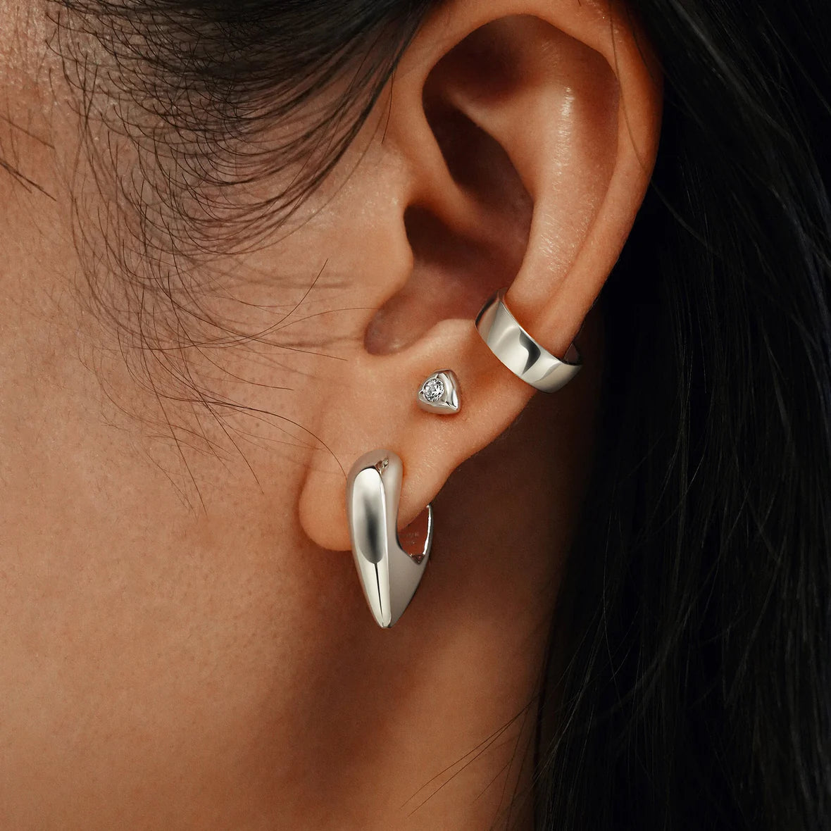 Puffy Shield Huggie Earrings