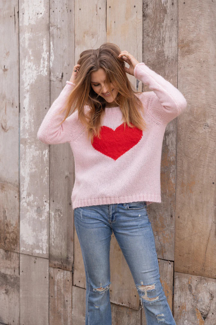 Brushed Heart Raglan Crew