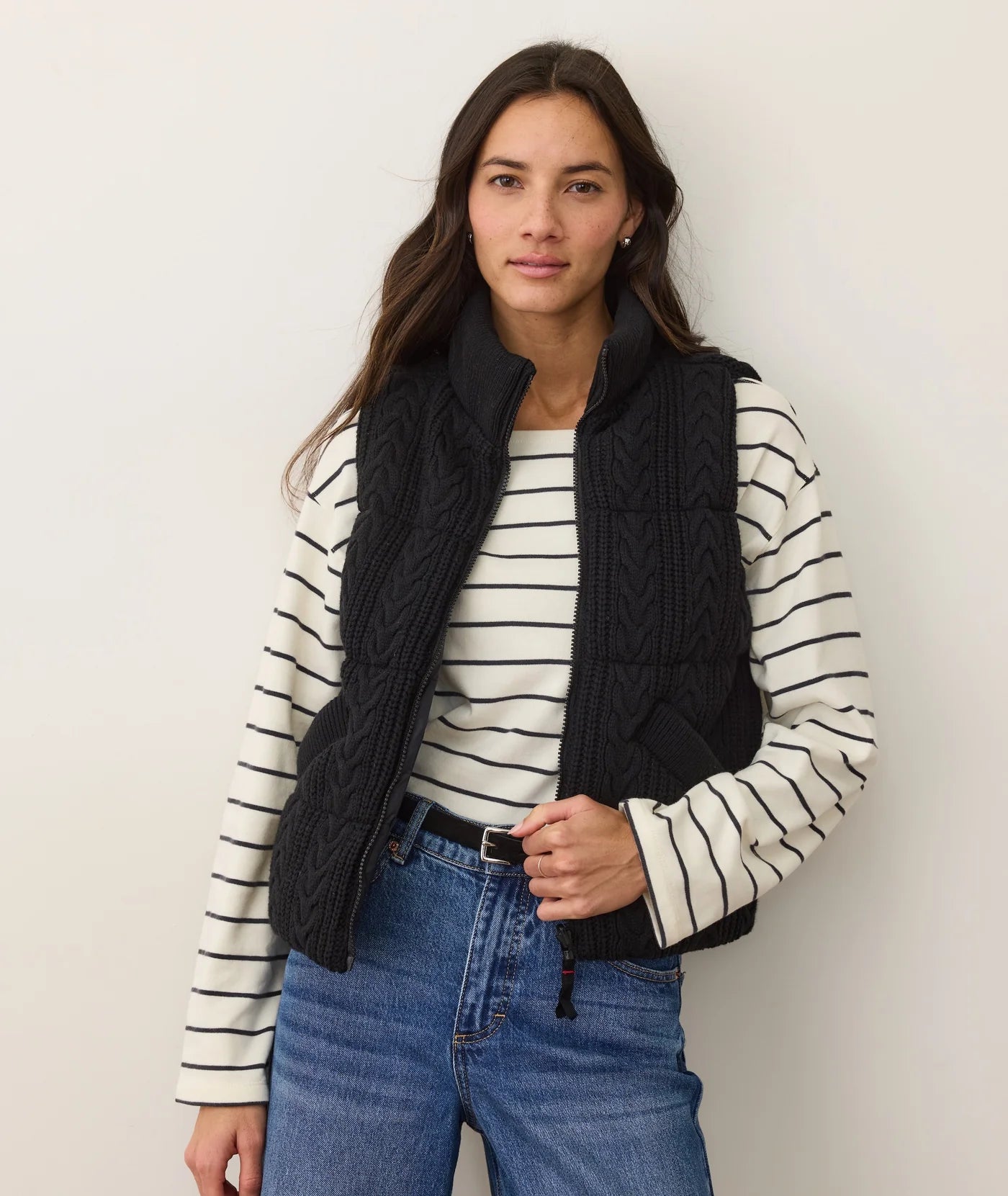 Alba Cable Knit Puffer Vest