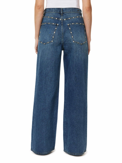 Gemma Wide Leg Studded Slouch in Lake