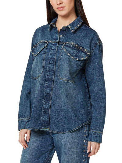 Denim Shirt Jacket W/ Studs