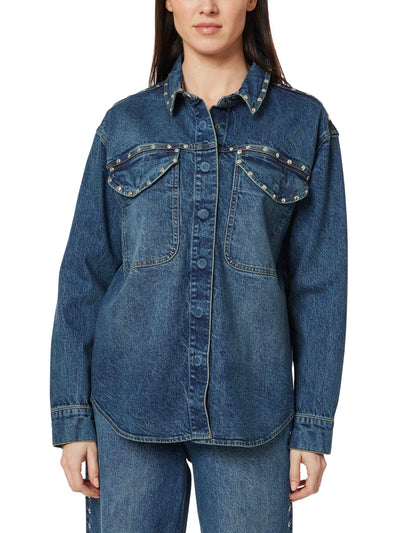 Denim Shirt Jacket W/ Studs