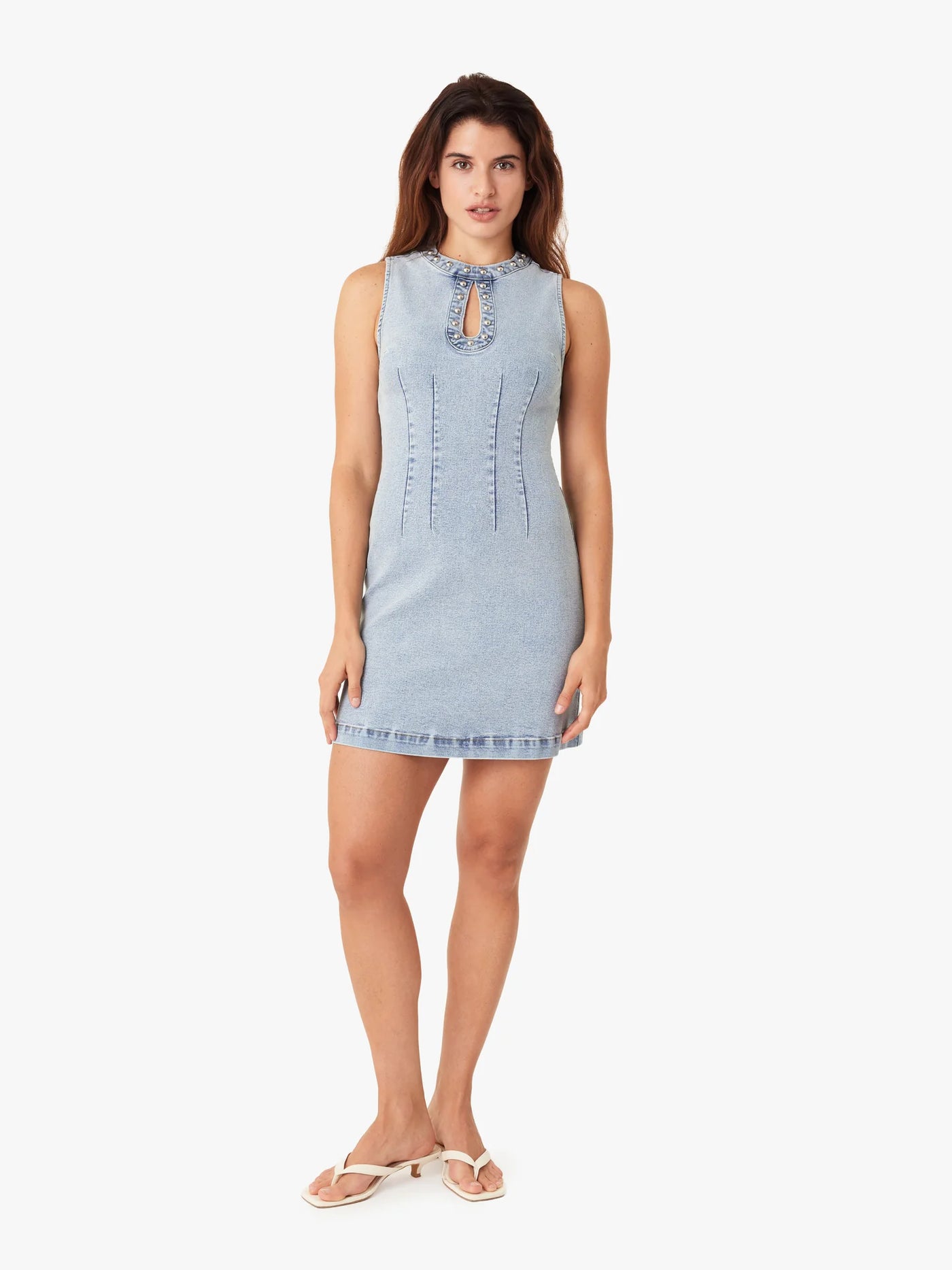 studded mini dress Habitual Seamed Denim Minidress - Aire Gender_Women High Neck Studded Mini COLOR:Navy/Pink Multi Burgundy Satin Evening Gown
