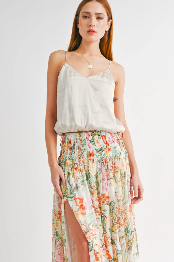 amore love tank cream satin v-neck cami front #color_cream
