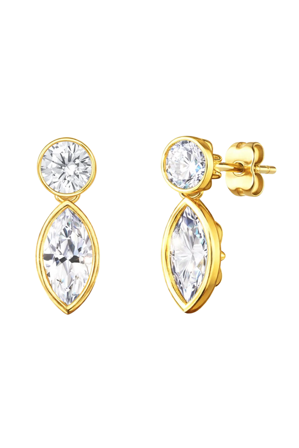 Bezel CZ and Marquie Double Studs