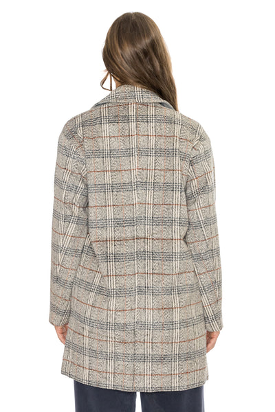 Tanya Wide Lapel Checked Coat by Greylin