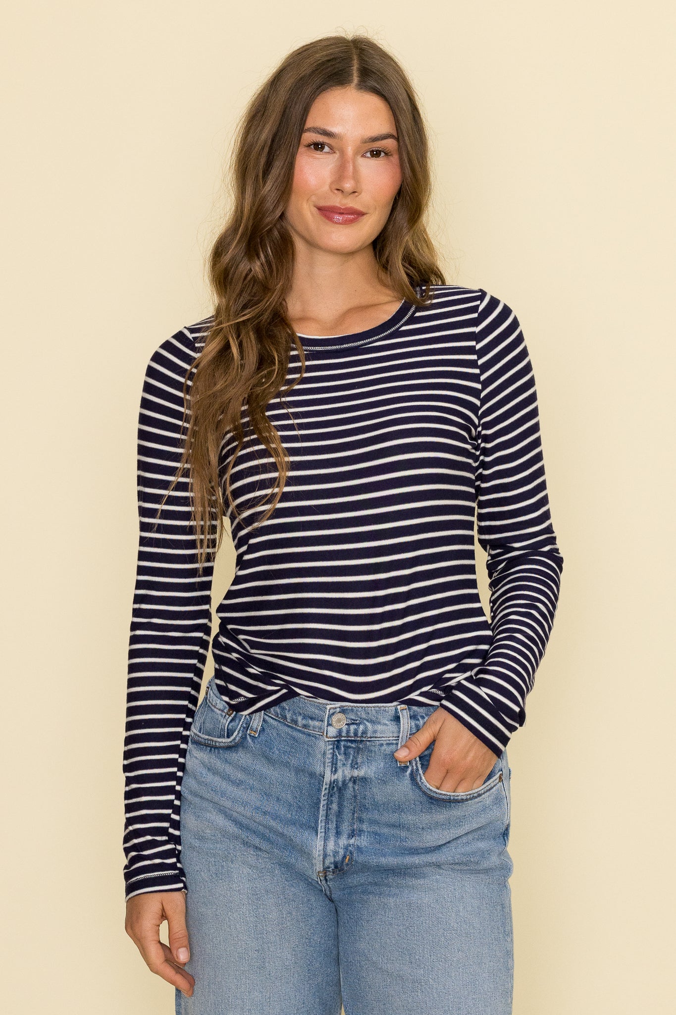 Over and Out Striped Long Sleeve Tee