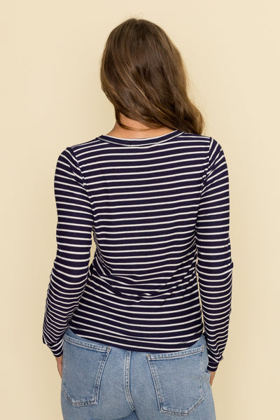 Over and Out Striped Long Sleeve Tee