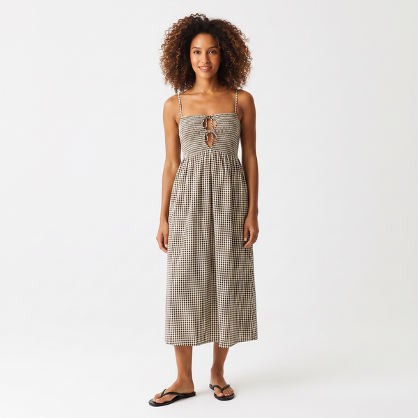 Beach Check Midi Dress