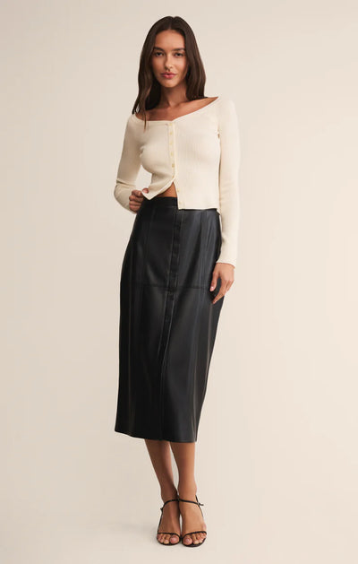 Reine Faux Leather Midi Skirt