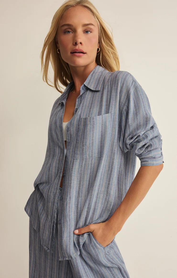Overlapping Button Up The Perfect Striped Button Up – Shop Common Thread