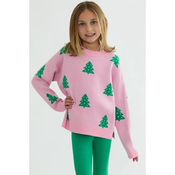 Little Callie Sweater in Pink Christmas