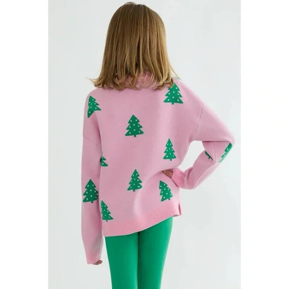 Little Callie Sweater in Pink Christmas