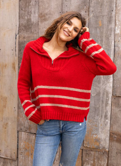 Petra Striped Zip Top