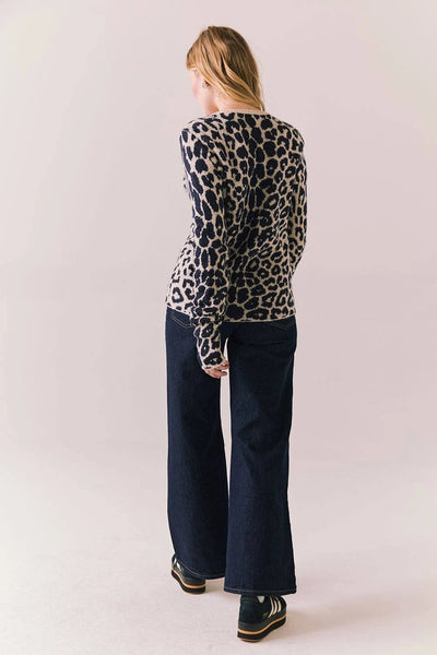 Tommy Button Up Leopard Sweater