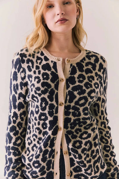 Tommy Button Up Leopard Sweater