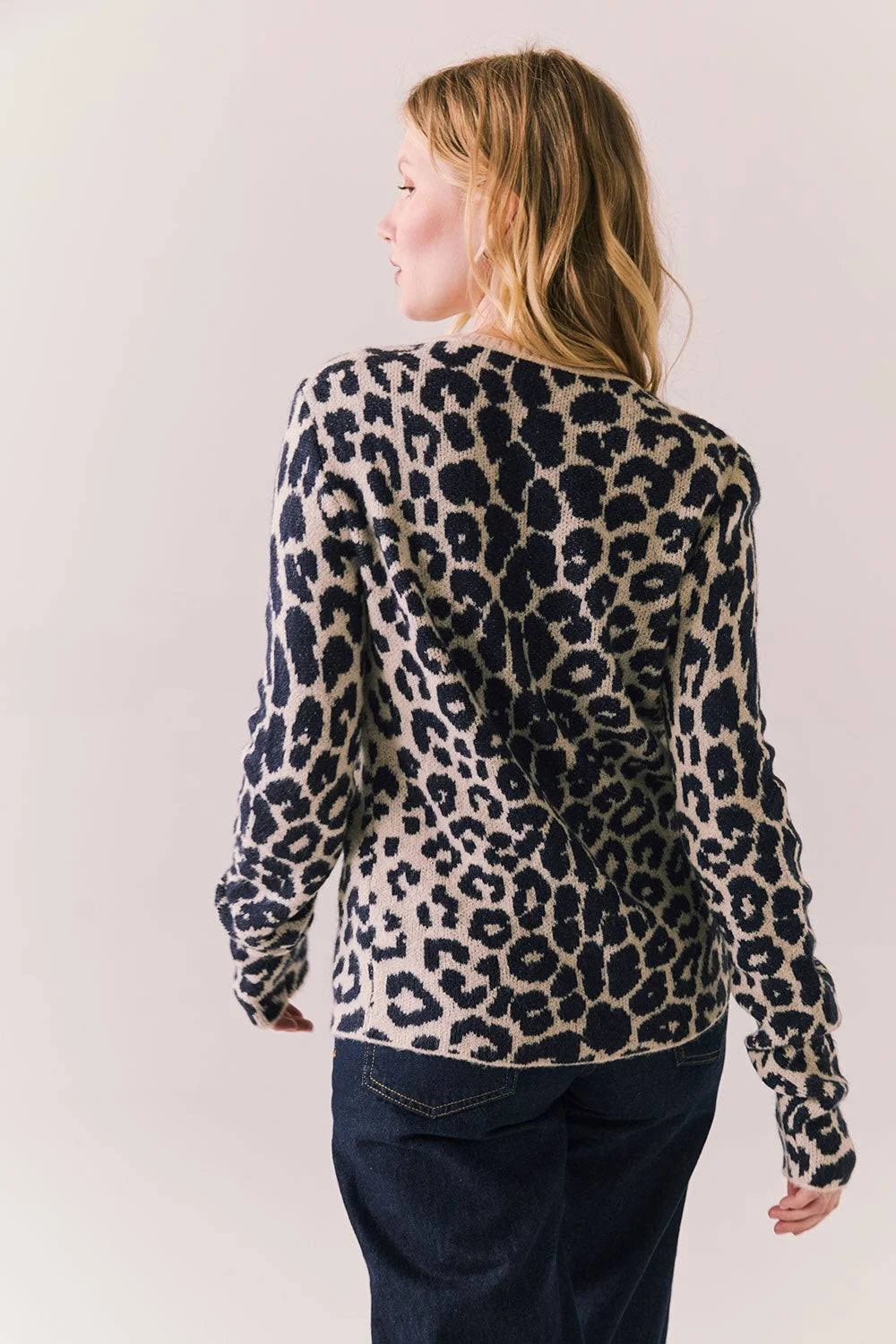 Tommy Button Up Leopard Sweater