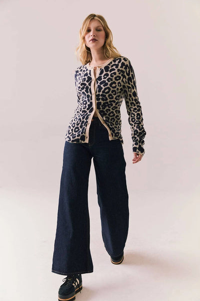 Tommy Button Up Leopard Sweater