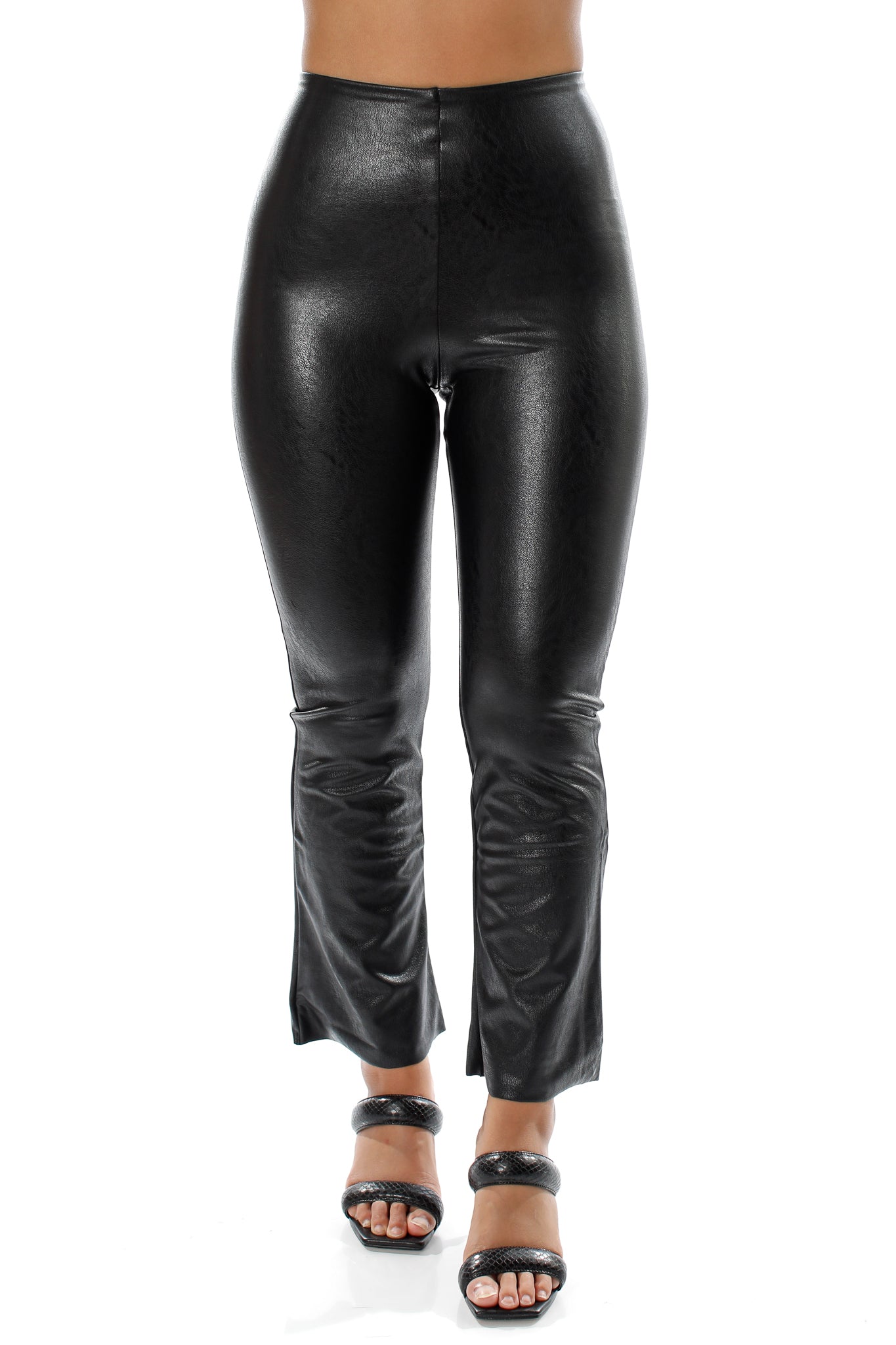 Faux Leather Cropped Flare Legging